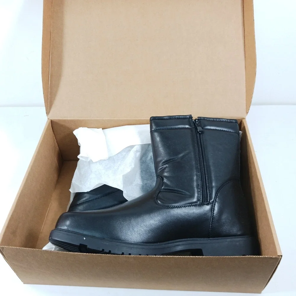 Mens Black Faux Fur Lined Side Zip Winter Boots Style 7703 Size 12